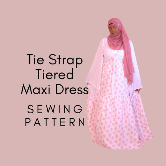 Tie Strap Tiered Maxi Dress Digital Sewing Pattern | Summer Maxi Dress