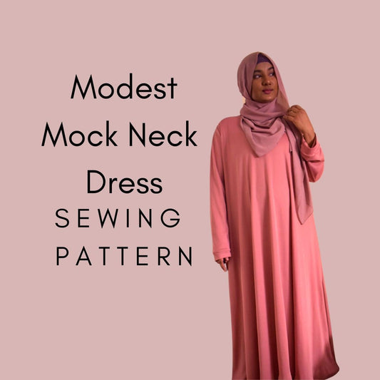 Modest Mock Neck Dress Sewing Pattern PDF