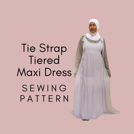 Tie Strap Tiered Maxi Dress Digital Sewing Pattern | Summer Maxi Dress